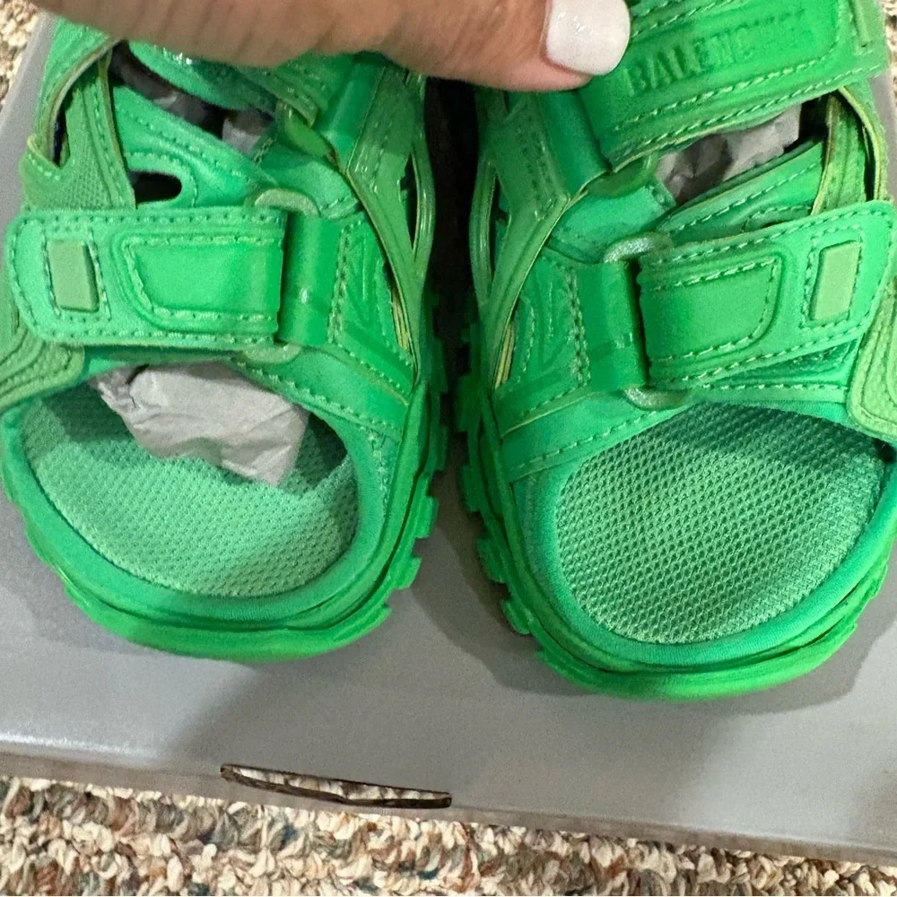Balenciaga Kids Vibrant Green Track Sandals Sz.10